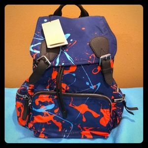 Large Burberry Navy Nylon Splash Rucksack